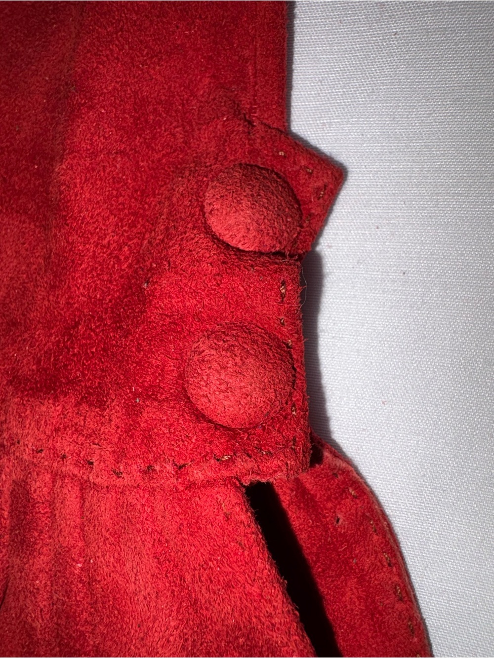 Hermès Rare Archive Red Suede Fan Cuff Gloves Sz 7 Made in France Vintage - Picture 5 of 8